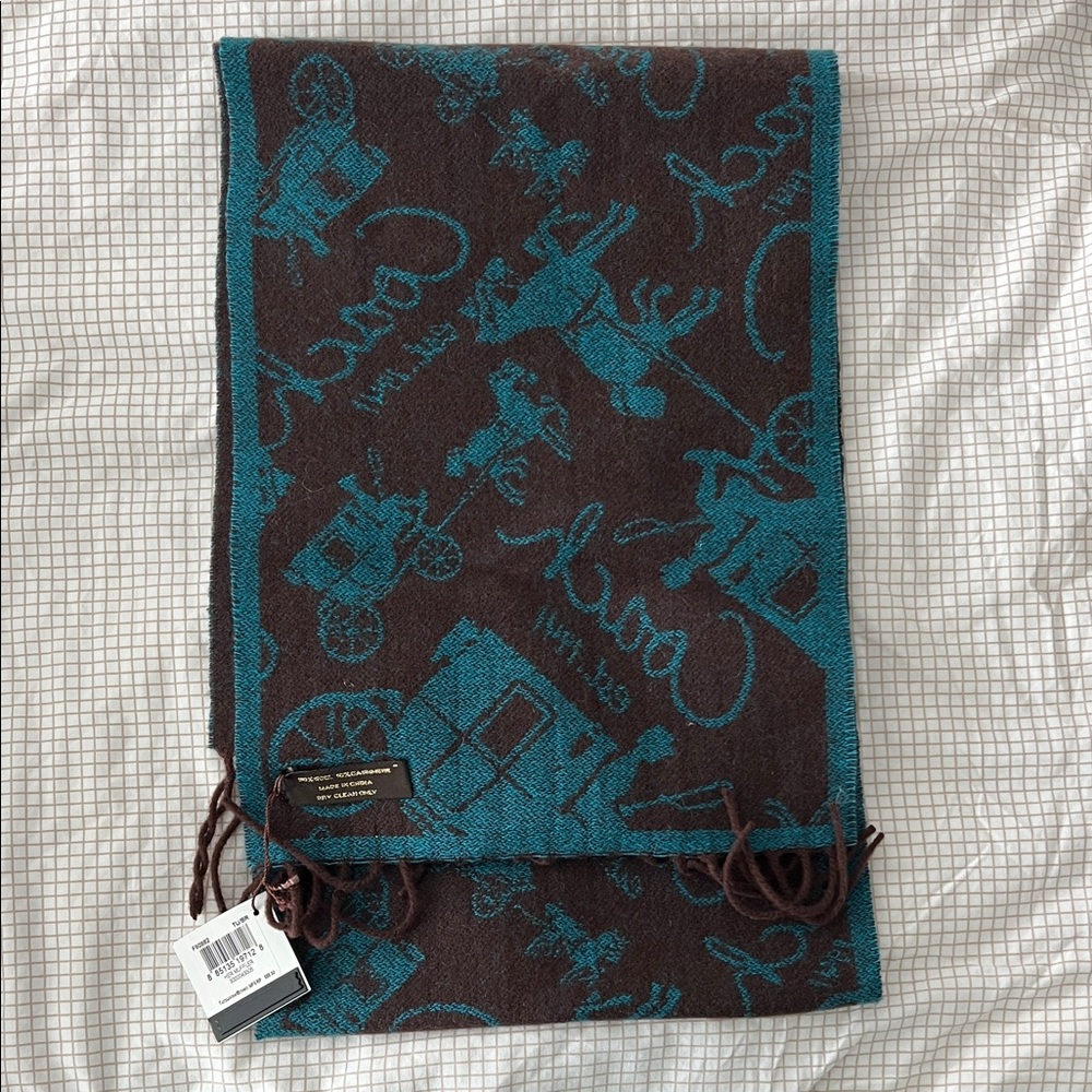 Coach Teal and Brown Scarf